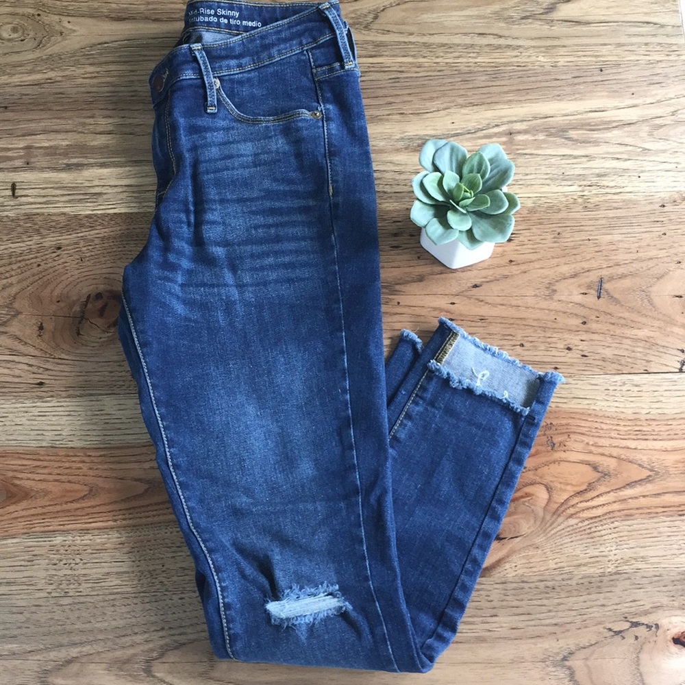 Mossimo Distressed Jeans with Raw Cut Hem